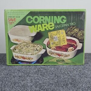 Corning Ware Saucepan Trio A-33-8 Spice O' Life NOS 1975 Vintage Set